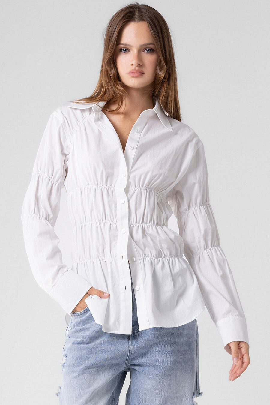 Naomi Ruffle Button Up