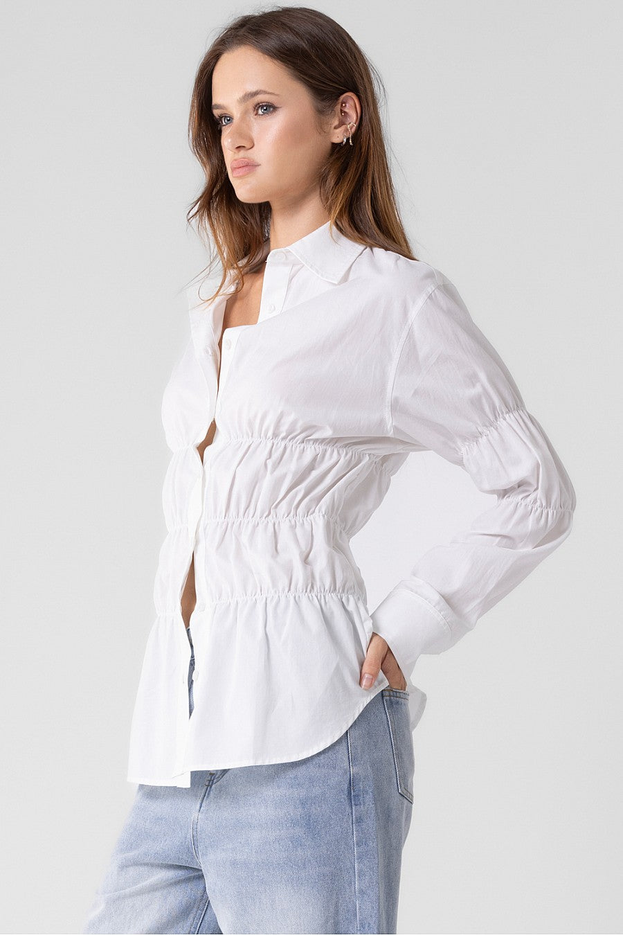 Naomi Ruffle Button Up